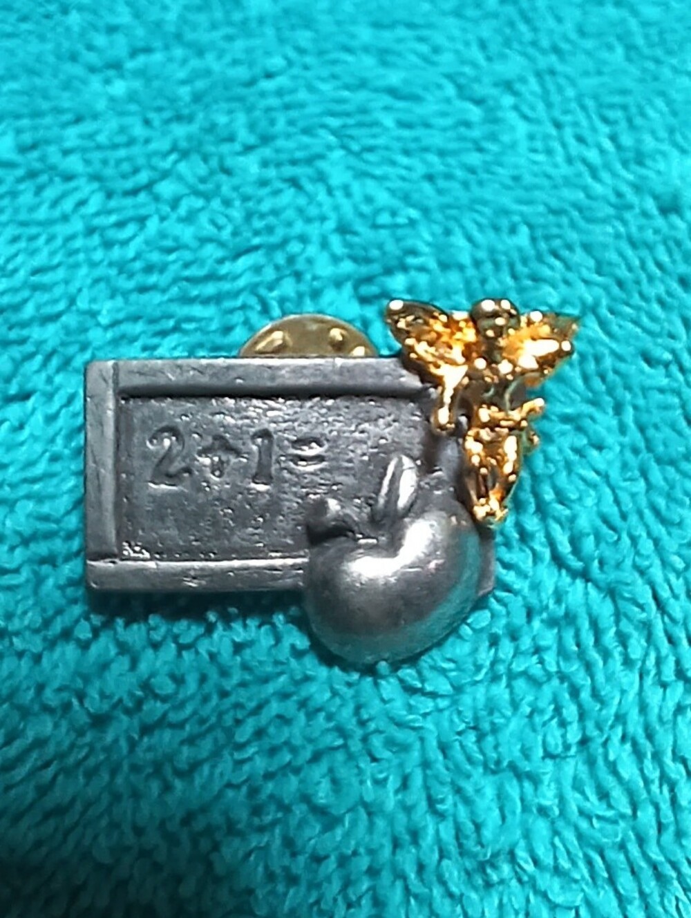 Gold & Silver Teacher Chalkboard Pin - Women Jewelry